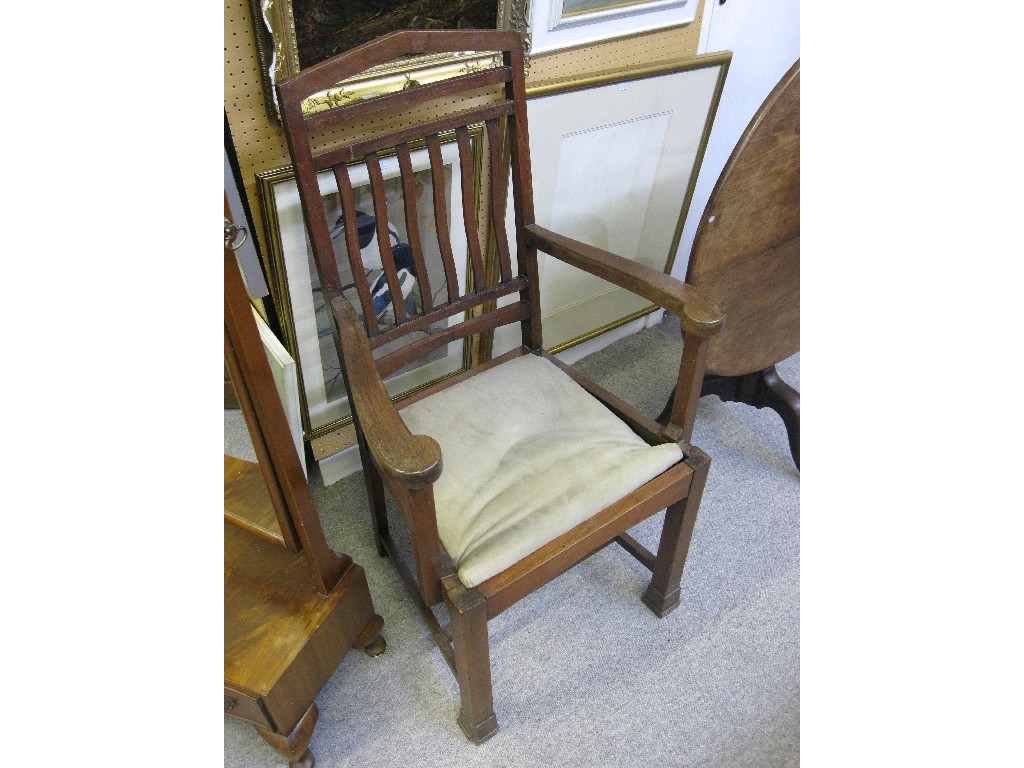 Appraisal: Mahogany armchair with slatted back