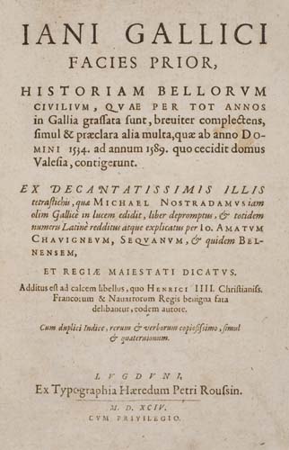 Appraisal: CHAVIGNY JEAN-AIM DE Jani Gallici facies prior historiam bellorum civilium