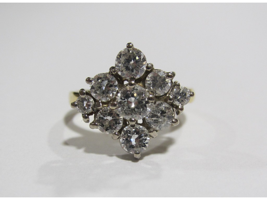 Appraisal: Eighteen carat gold nine stone diamond cluster ring with brilliant