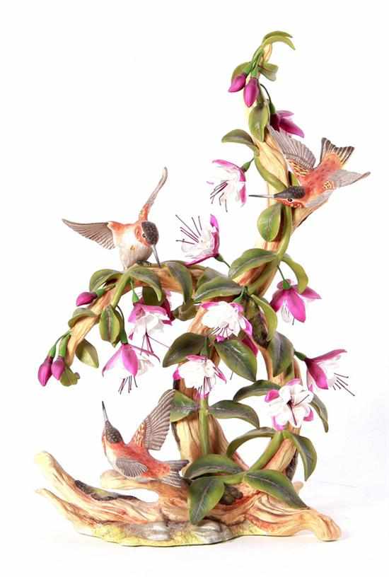 Appraisal: Boehm porcelain Hummingbirds with Fuschia figure marked on underside H