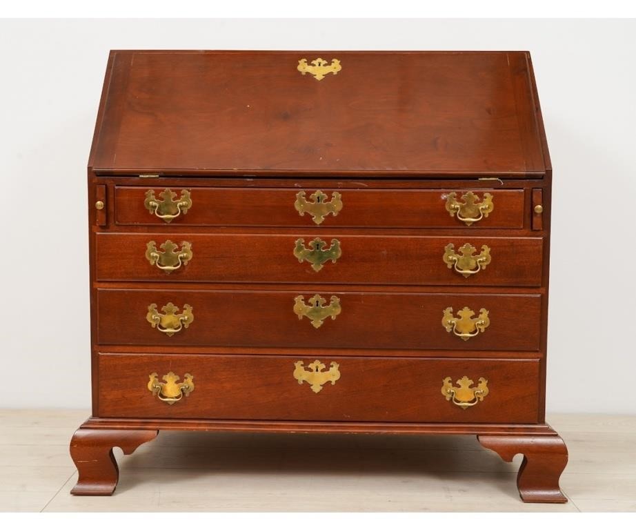 Appraisal: Chippendale style mahogany slant lid desk by American Museum Classics