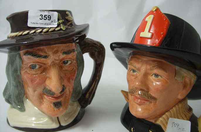 Appraisal: Royal Doulton Large Character Jugs The Fireman D and Izaak