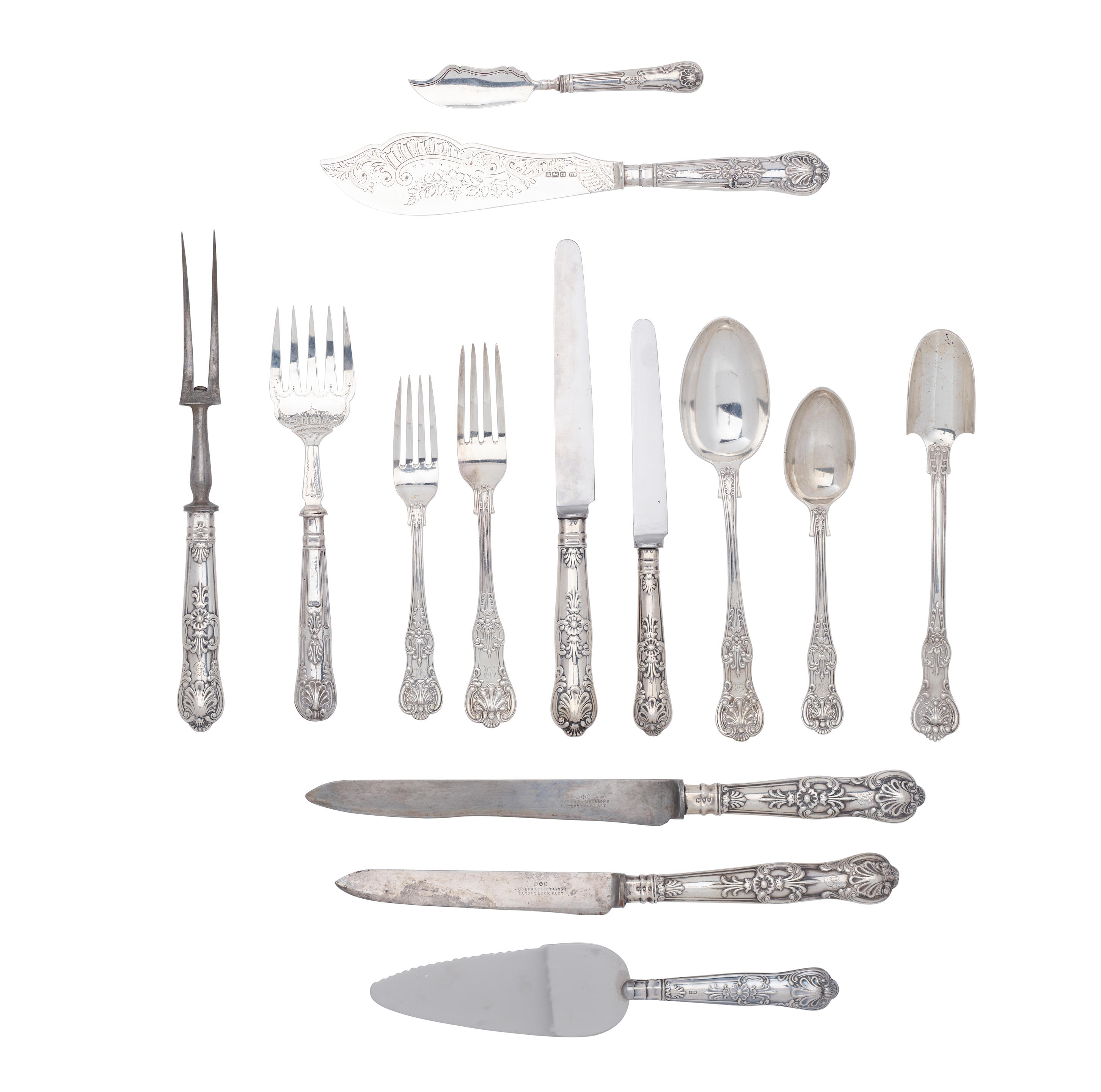 Appraisal: AN ENGLISH SILVER FLATWARE SERVICE FOR TWELVE BY JOSIAH WILLIAMS