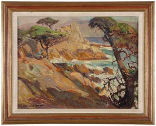 Appraisal: Frederick William Becker ''Midway Point Monterey Calif '' Cypress trees