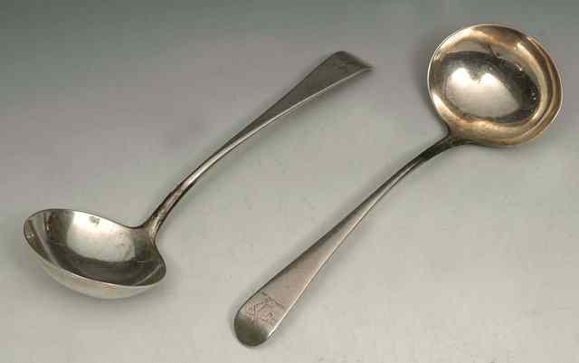 Appraisal: A PAIR OF GEORGE III OLD ENGLISH PATTERN SAUCE LADLES