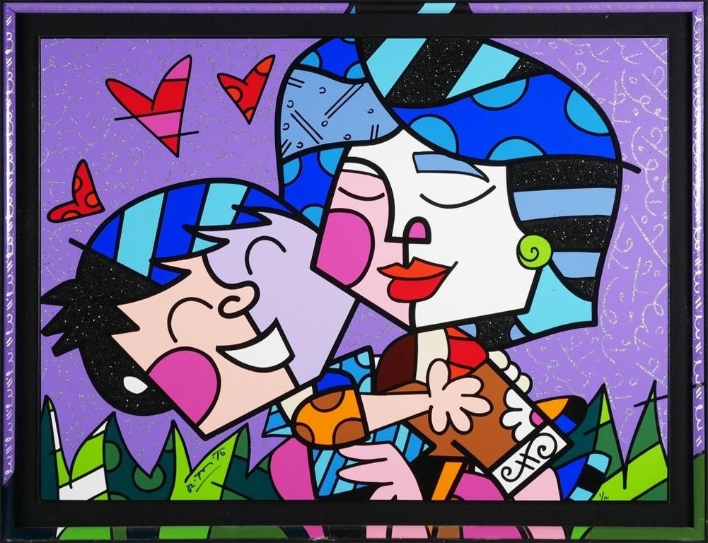 Appraisal: ROMERO BRITTO SERIGRAPH ON GESSO MOTHERSerigraph print by Romero Britto