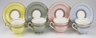 Appraisal: set of Monticello pastel and gold band floral china demitasse