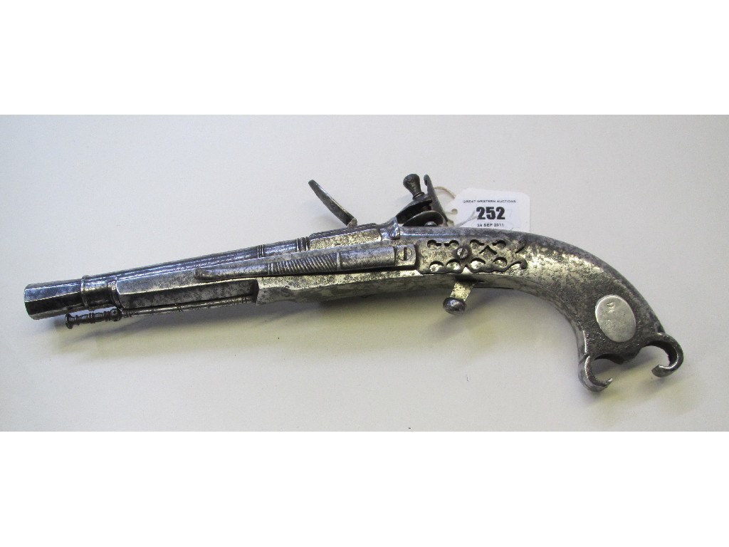 Appraisal: Scottish steel Flintlock pistol