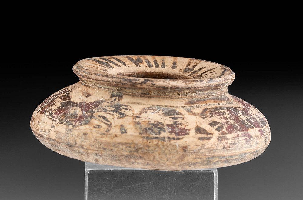 Appraisal: Squat Greek Corinthian Polychrome Jarlet Greece Corinthian ca th century