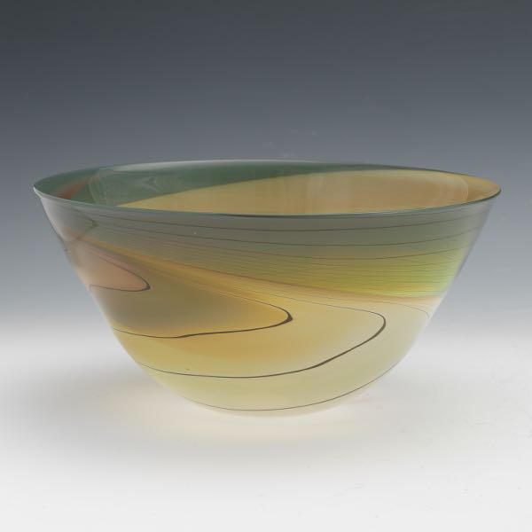 Appraisal: STUDIO ART GLASS BOWL x Multi-colored swirled art glass bowl