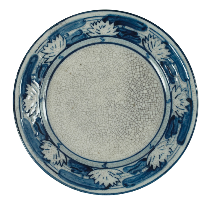 Appraisal: Dedham Pottery plate water lily designs in blue against a