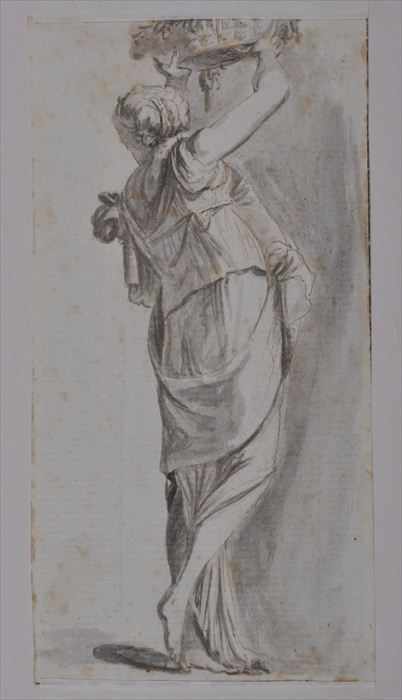 Appraisal: ITALIAN SCHOOL STUDY FOR A HALF-DRAPED FEMALE Pen and brown