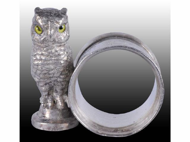 Appraisal: Owl with Glass Eyes Figural Napkin Ring Description Owl with