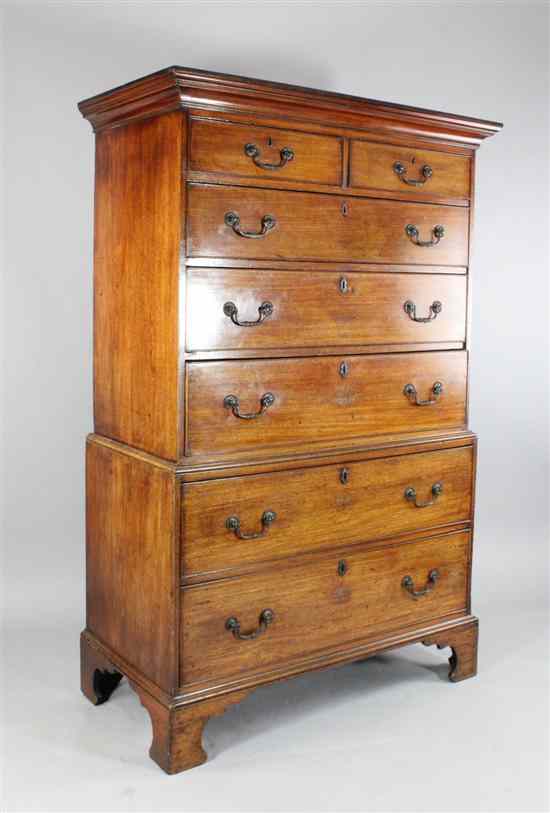 Appraisal: A George III mahogany chest on chest with two short