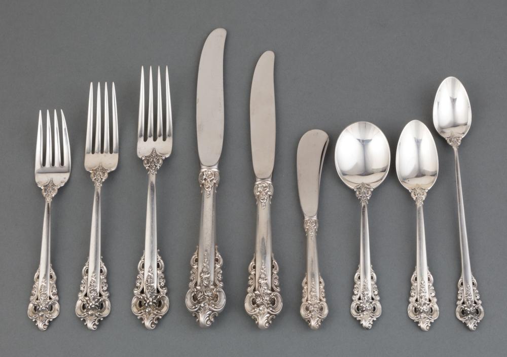 Appraisal: Wallace Grande Baroque Pattern Sterling Silver Flatware Service pat incl