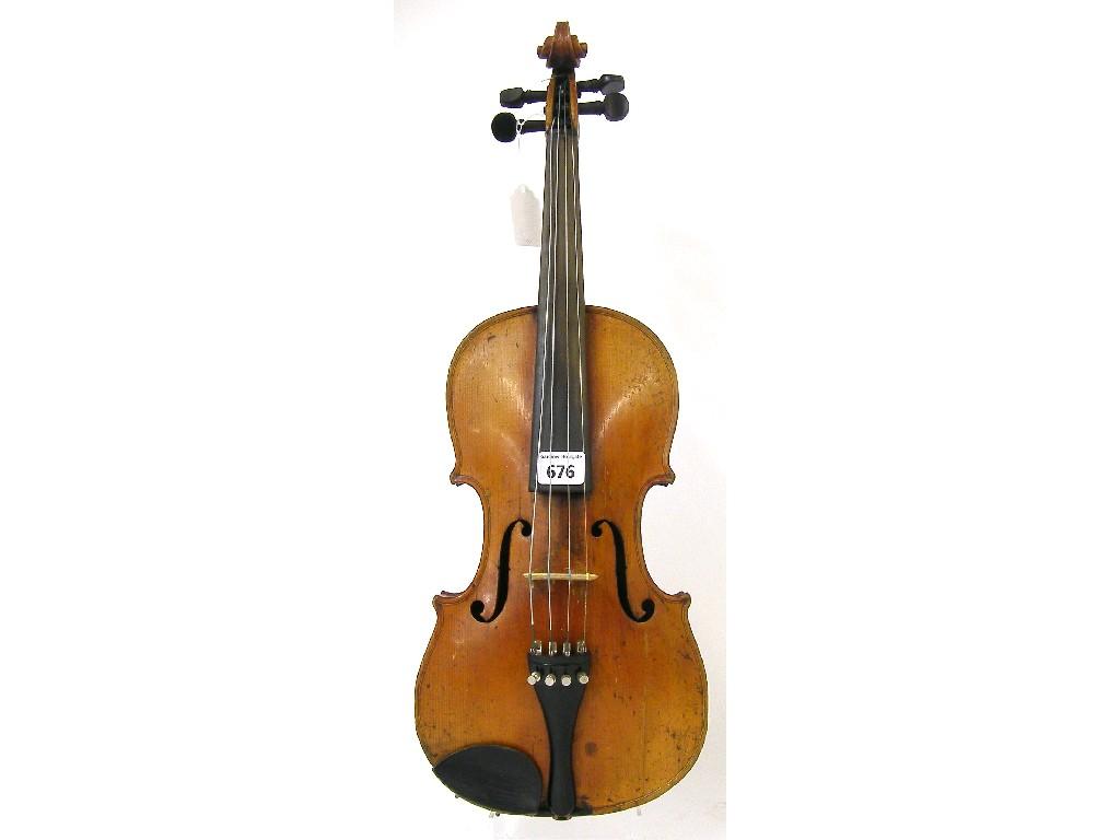 Appraisal: Early th century German Stradivari copy violin cm