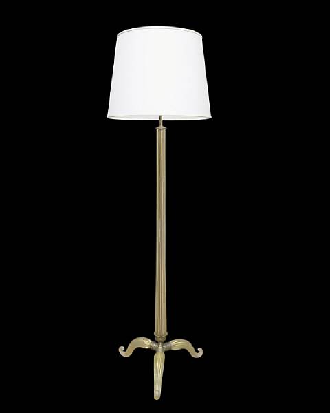 Appraisal: An Italian glass and brass tripod floor lamp circa The