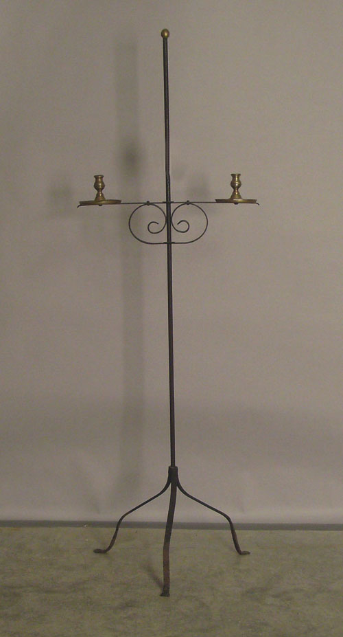 Appraisal: Iron and brass candlestand th c h