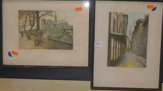 Appraisal: VICTOR VALEREY PAIR OF EUROPEAN SCENES ETCHINGS