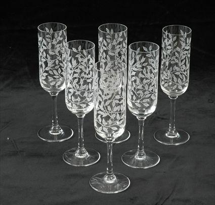 Appraisal: Twenty-Three Lalique Etched Glass Champagne Flutes Signed in