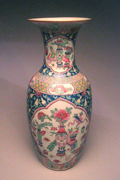 Appraisal: A large polychrome enameled porcelain baluster vase With 'one hundred