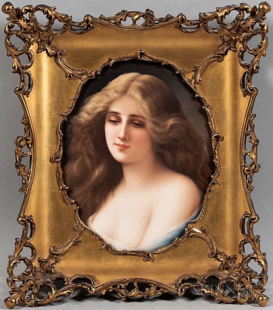 Appraisal: KPM Porcelain Plaque of a Woman KPM Porcelain Plaque of