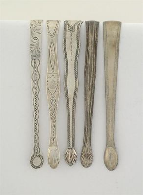 Appraisal: Two pairs of George III engraved Sheffield-made tongs one pair