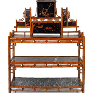 Appraisal: A Victorian Aesthetic Movement Bamboo Etagere TH CENTURY with marble