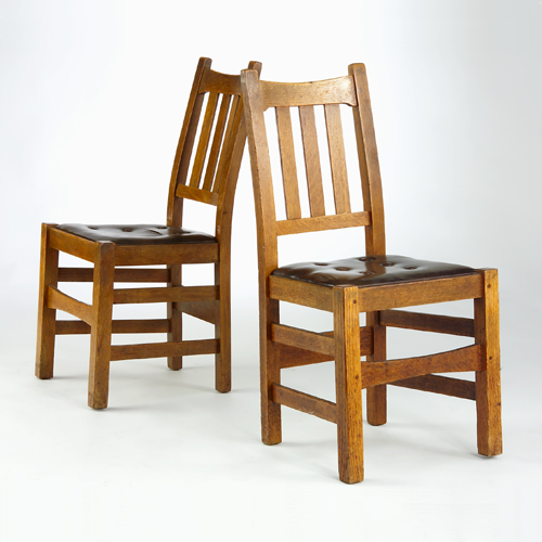 Appraisal: Stickley Brothers pair of side chairs with three vertical back