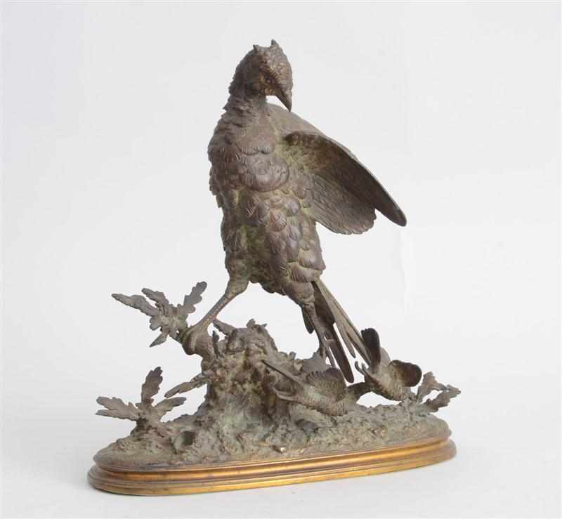 Appraisal: AFTER F PAUTROT PARTRIDGE ON STUMP AND SONG BIRDS Bronze