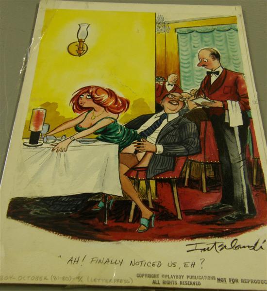 Appraisal: Phil Interlandi original 'Playboy' cartoon signed 'Ah Finally noticed us