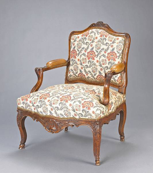 Appraisal: A Louis XV beechwood fauteuil a la Reine th century