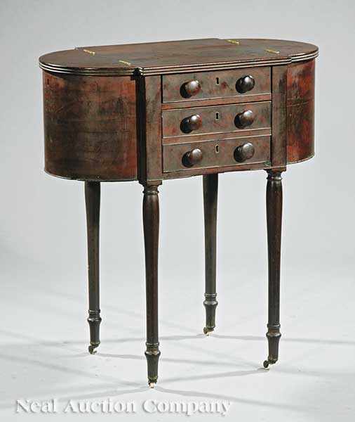 Appraisal: A Federal Mahogany Work Table c Philadelphia school of Ephraim