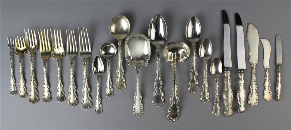 Appraisal: WHITING SILVER 'LOUIS XV' PATTERN PART FLATWARE SERVICE including hollow