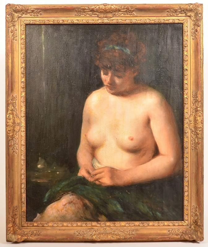 Appraisal: th Century Oil on Canvas Painting of a Nude Unsigned