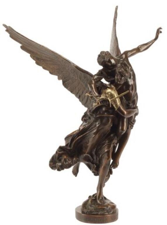 Appraisal: Gilt and patinated bronze sculpture Gloria Victis after Antonin Mercie