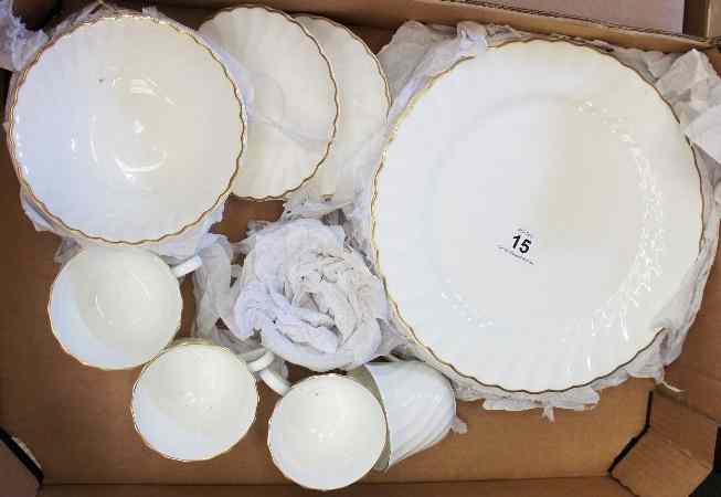 Appraisal: Wedgwood Gold Chelsea Dinner Items including Dinner Plates Cups Saucers