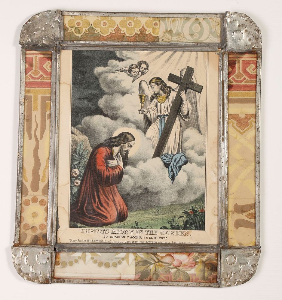 Appraisal: Tin Frame with Devotional Print ca - New Mexico Tin