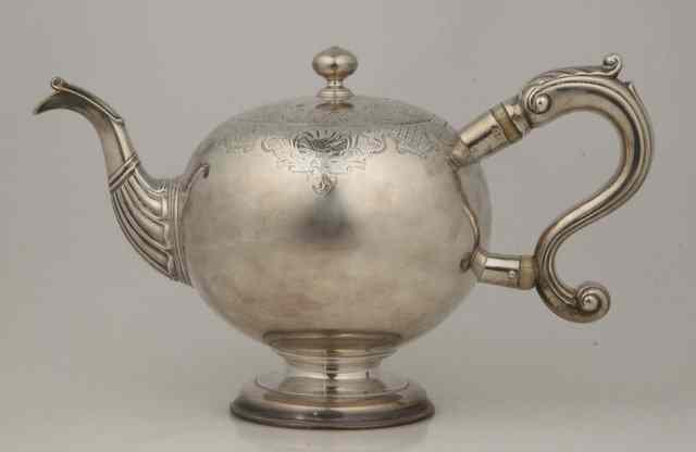 Appraisal: A silver teapot Edward Lothian Edinburgh - of bullet shape