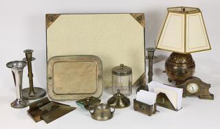 Appraisal: lot of Egyptian Revival desk accessories in the Karnak Brass