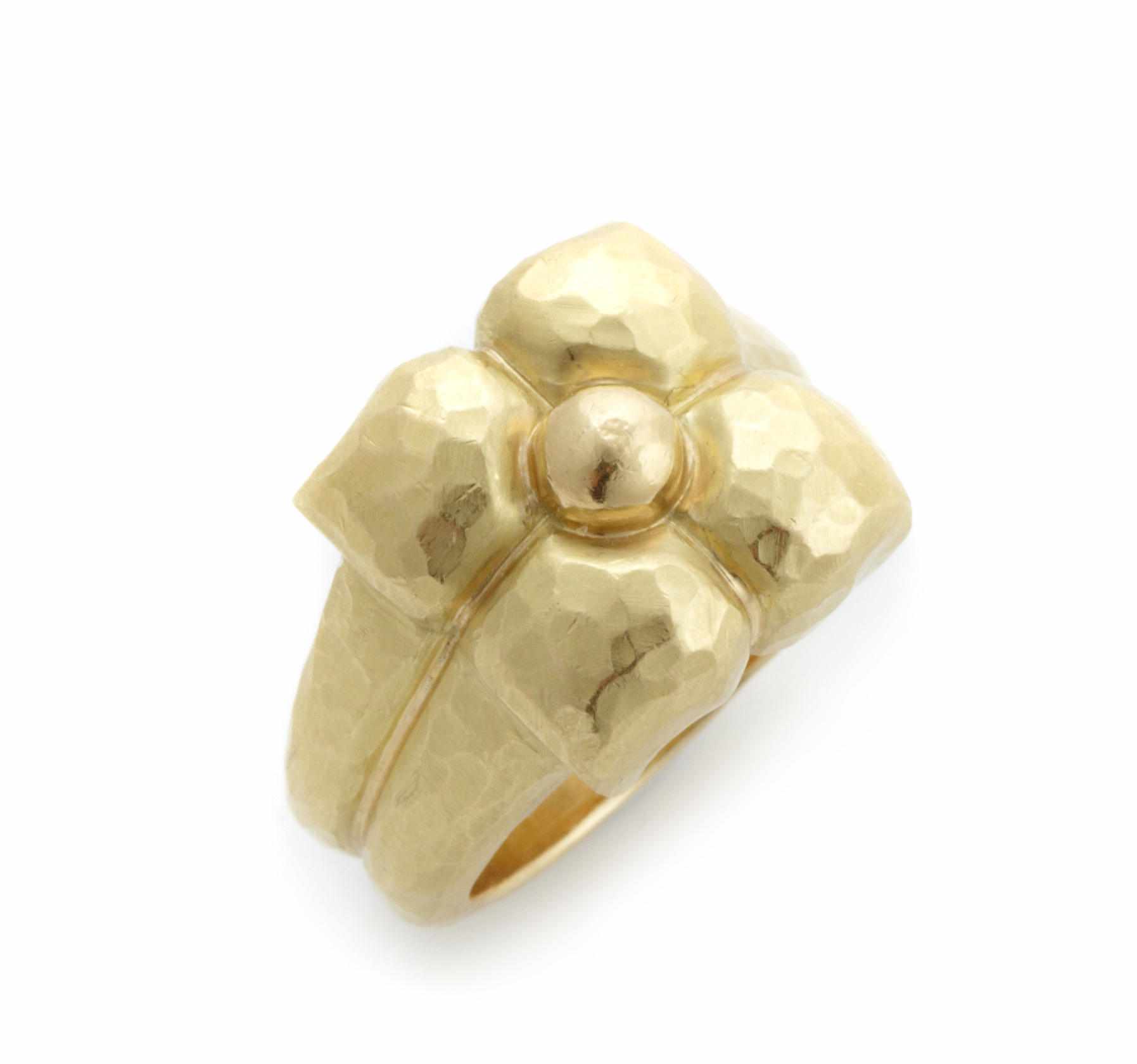 Appraisal: A hammered k gold ring signed Paloma Picasso Tiffany Co