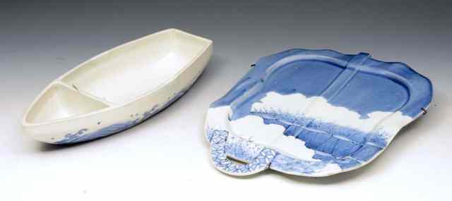 Appraisal: TWO JAPANESE BLUE AND WHITE DISHES th Century comprising an