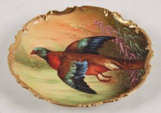 Appraisal: SIGNED LIMOGE PHEASANT CHARGER SIGNED LIMOGE PHEASANT CHARGER