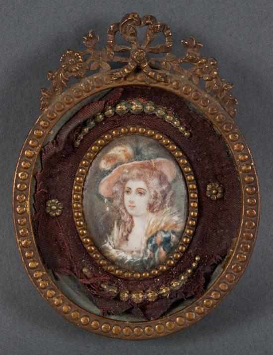 Appraisal: Continental School second half- th century Portrait oval miniature of