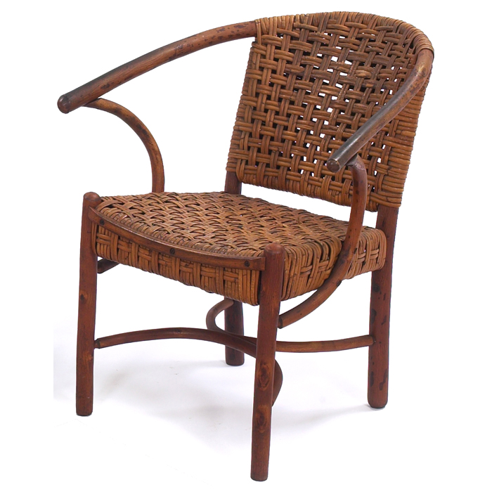 Appraisal: Old Hickory armchair bowed-back form with original woven splint back