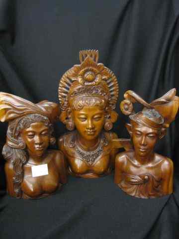 Appraisal: Carved Wooden Busts of Woman finely detailed '' to ''