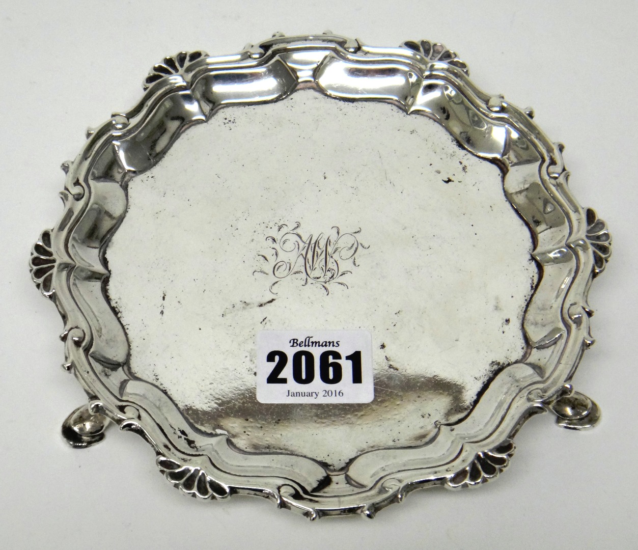 Appraisal: A George II silver waiter of shaped circular form with