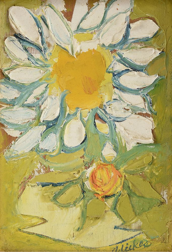 Appraisal: DAVID ADICKES American Texas b A PAINTING White Daisy DAVID