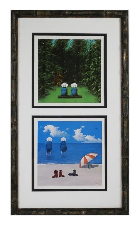 Appraisal: Two limited edition offset lithograph prints by Frank Whipple Framed