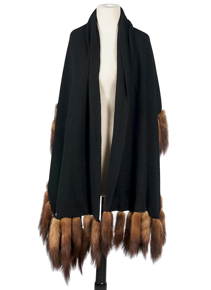 Appraisal: Andrienne Landau Wool Mink Shawl Andrienne Landau Vintage Wool and